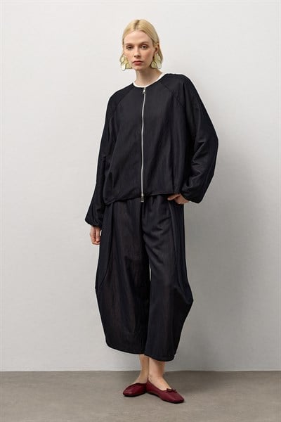 Siyah Zip Hafif Bomber Ceket