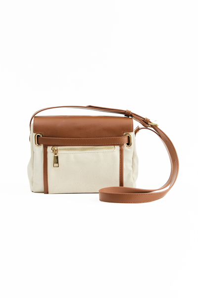 Taba Kanvas Deri Çapraz Çanta