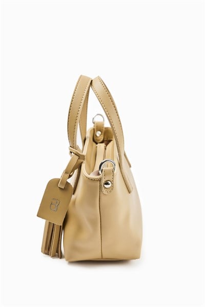 Yağ Yeşili Püskül Detaylı Mini Tote Çanta