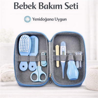 Miningaa 9 Parça Bebek Bakım Seti Anne Çantası İçin Düzenli Güvenli Seyahat Dostu Mavi Bakım Kiti