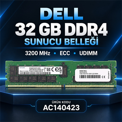 Dell 32GB DDR4 3200MHz ECC UDIMM 2Rx8 Sunucu Belleği AC140423