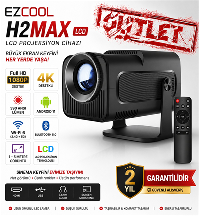 EZCOOL H2 Max 390 Ansı-lümen Fullhd Android 11 Akıllı Projeksiyon Cihazı