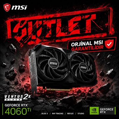MSI GEFORCE RTX 4060 TI 8G VENTUS 2X BLACK E1 OC RTX4060TI 8GB GDDR6 128B DX12 PCIE 4.0 X16 Ekran Kartı