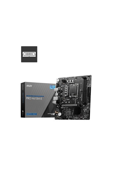 MSI PRO H610M-E Intel H610 LGA 1700, 12. 13. ve 14. Nesil İşlemci Destekli, DDR5 5600 MHz, PCIe 4.0, M.2 Micro ATX Anakart