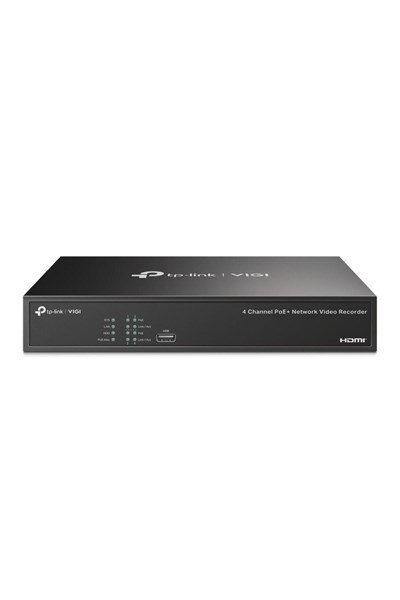 TP-Link VIGI NVR1004H-4P 4 Kanal 5MP PoE+ 53W H.265+ 80 Mbps 1 SATA 2 USB 4K HDMI NVR Kayıt Cihazı