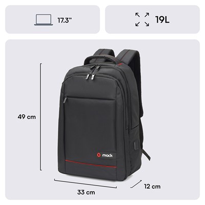 MACK MCC-007 17.3 OFFICE Notebook Sırt Çantası Siyah