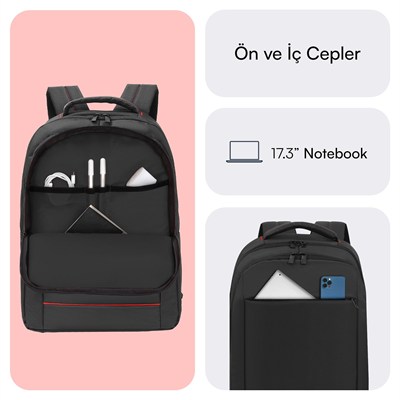 MACK MCC-007 17.3 OFFICE Notebook Sırt Çantası Siyah