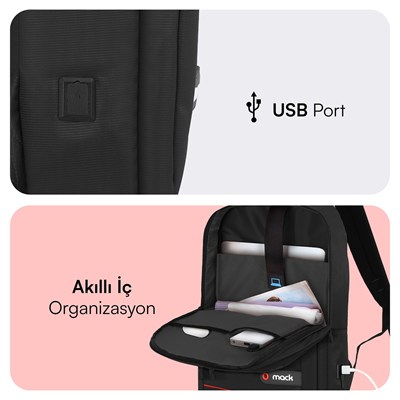 MACK MCC-007 17.3 OFFICE Notebook Sırt Çantası Siyah