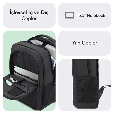 MACK MCC-505BG 15.6 Move Notebook Sırt Çantası Siyah Gri