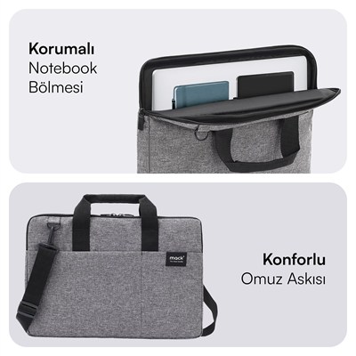 MACK MCC-702 14.1 City Fit Eco Notebook Çantası Gri
