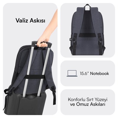 MACK MCE-1103 15.6 UNICITY Eco Notebook Sırt Çantası Siyah