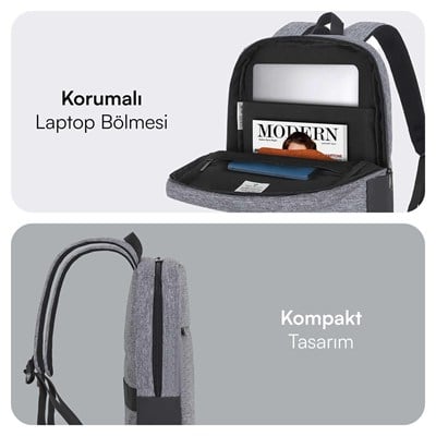 MACK MCE-1104 15.6 UNICITY Eco Notebook Sırt Çantası Gri