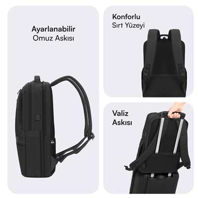 MACK MCE-1212 16 OFFICE Pro-3 Eco Notebook Sırt Çantası Siyah
