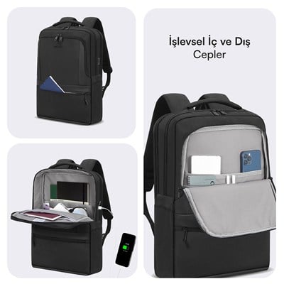 MACK MCE-1212 16 OFFICE Pro-3 Eco Notebook Sırt Çantası Siyah