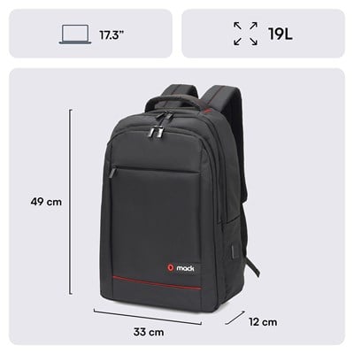 MACK MCC-007 17.3 OFFICE Notebook Sırt Çantası Siyah