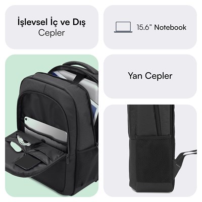 MACK MCC-505BG 15.6 Move Notebook Sırt Çantası Siyah Gri