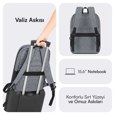 MACK MCE-1104 15.6 UNICITY Eco Notebook Sırt Çantası Gri