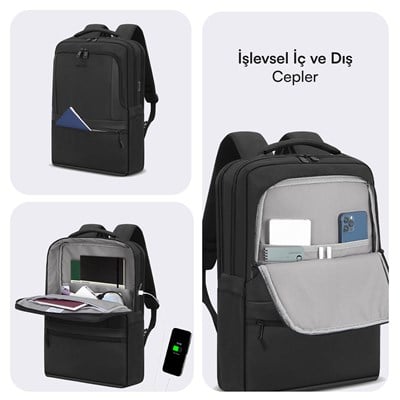 MACK MCE-1212 16 OFFICE Pro-3 Eco Notebook Sırt Çantası Siyah