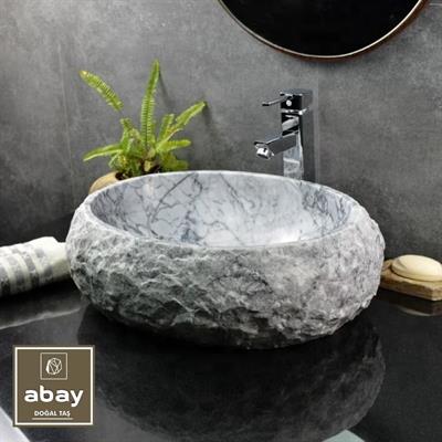 Leylak Mermer Doğal Patlatma Bombeli Lavabo
