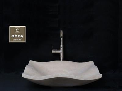 Mermer LavaboLight Traverten Dalgalı Yaprak Lavabo