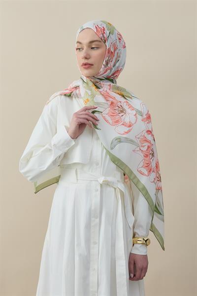 Blossy Vual İpek Şal Yeşil