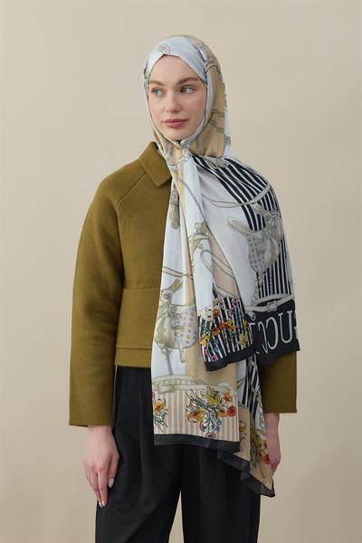 Chain Garden Vual İpek Şal Siyah-Gold