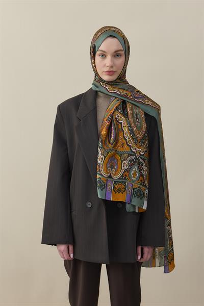 Etro Desen İpek Vual Şal Hardal