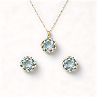 Enamel Blue Altın Kaplama Avrupa Kristal Set