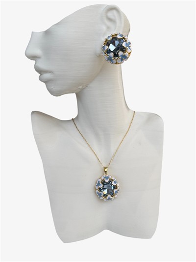 Enamel Blue Altın Kaplama Avrupa Kristal Set