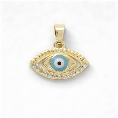 Garn Eye Zirkon Taş Charm  Altın Kaplama Zincir Kolye