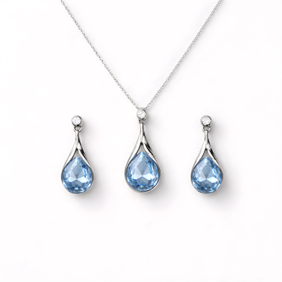 Leaf Drop Avrupa Kristal Gümüş Kaplama Set