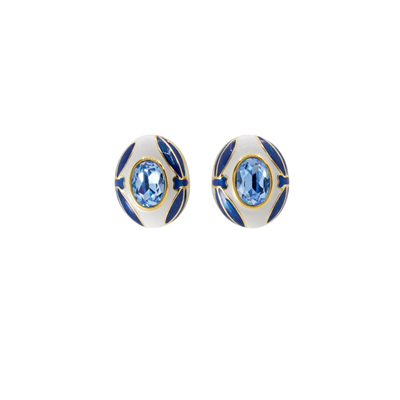 Opaline Premium Mavi Kristal Klipsli Küpe