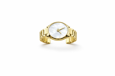 Quartz Watch Altın Kaplama Çelik Yüzük