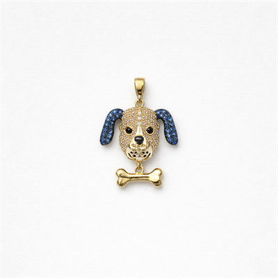 Clever Dog Charm Altın Kaplama Zirkon Taş Zincir Kolye