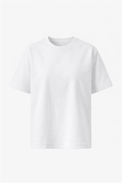 Beyaz Premium Doku Basic T-Shirt | Rahat Kalıp Günlük Kadın Tişört