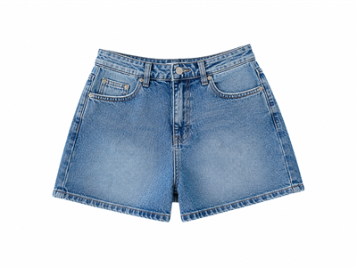 Likralı Şehir Boyu Jean Şort | Yüksek Bel Mavi Denim Kadın Şort