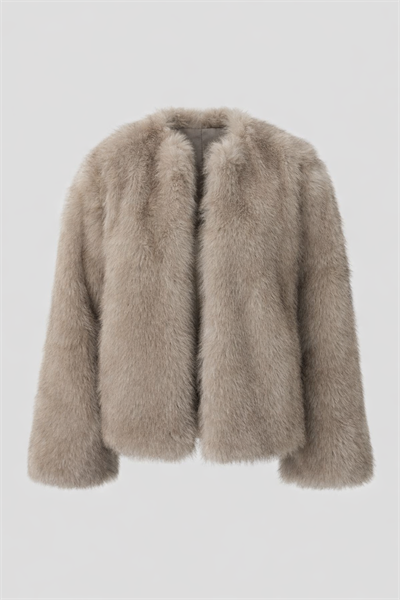 Premium Taş Rengi Lolita Kürk Mont
