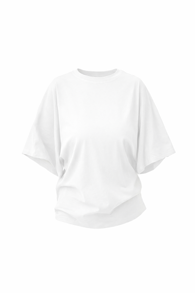 Yarasa Kol Beyaz Basic Pamuk Tshirt