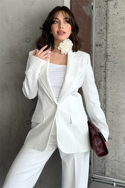 Blazer Takım Elbise Tek Düğme Ceket Pantolon