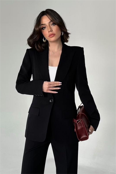 Blazer Takım Elbise Tek Düğme Ceket Pantolon