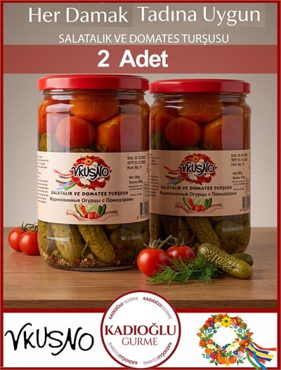 Vkusno (Asorti) Kokteyl Domates & Salatalık Turşusu 650 gr X 2 Adet