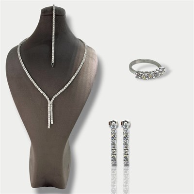 İkili Suyolu Zirkon Taşlı Set / 4 Parça