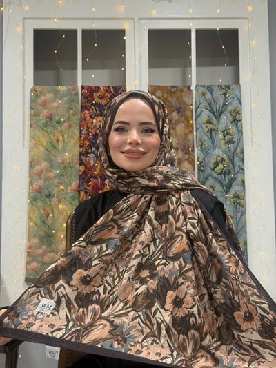 Flora Kraş Şal - Vizon