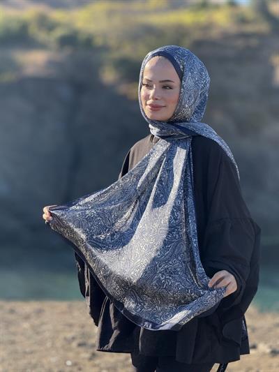 İdol Şal - Lacivert Beyaz