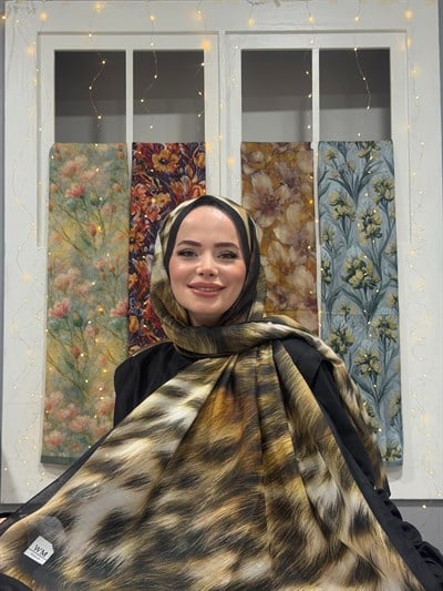 Leora Kraş Şal - Siyah Gold