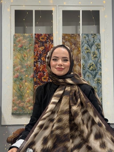 Leora Kraş Şal - Siyah Kahve