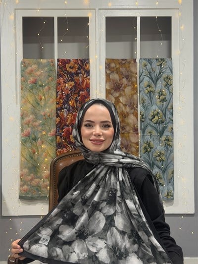 Rima Kraş Şal - Siyah Gri