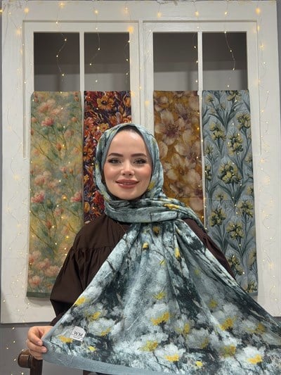 Senna Kraş Şal - Deniz Mavisi