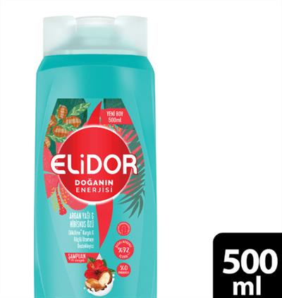 Elidor Doğanın Enerjisi Saç Bakım Şampuanı Argan Yağı Ve Hibiskus Özü 500 ML