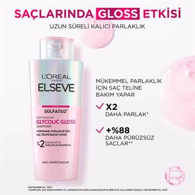 Loreal Paris Elseve Glycolic Gloss Parlaklığı Saça Mühürleyen Laminasyon 200 ml